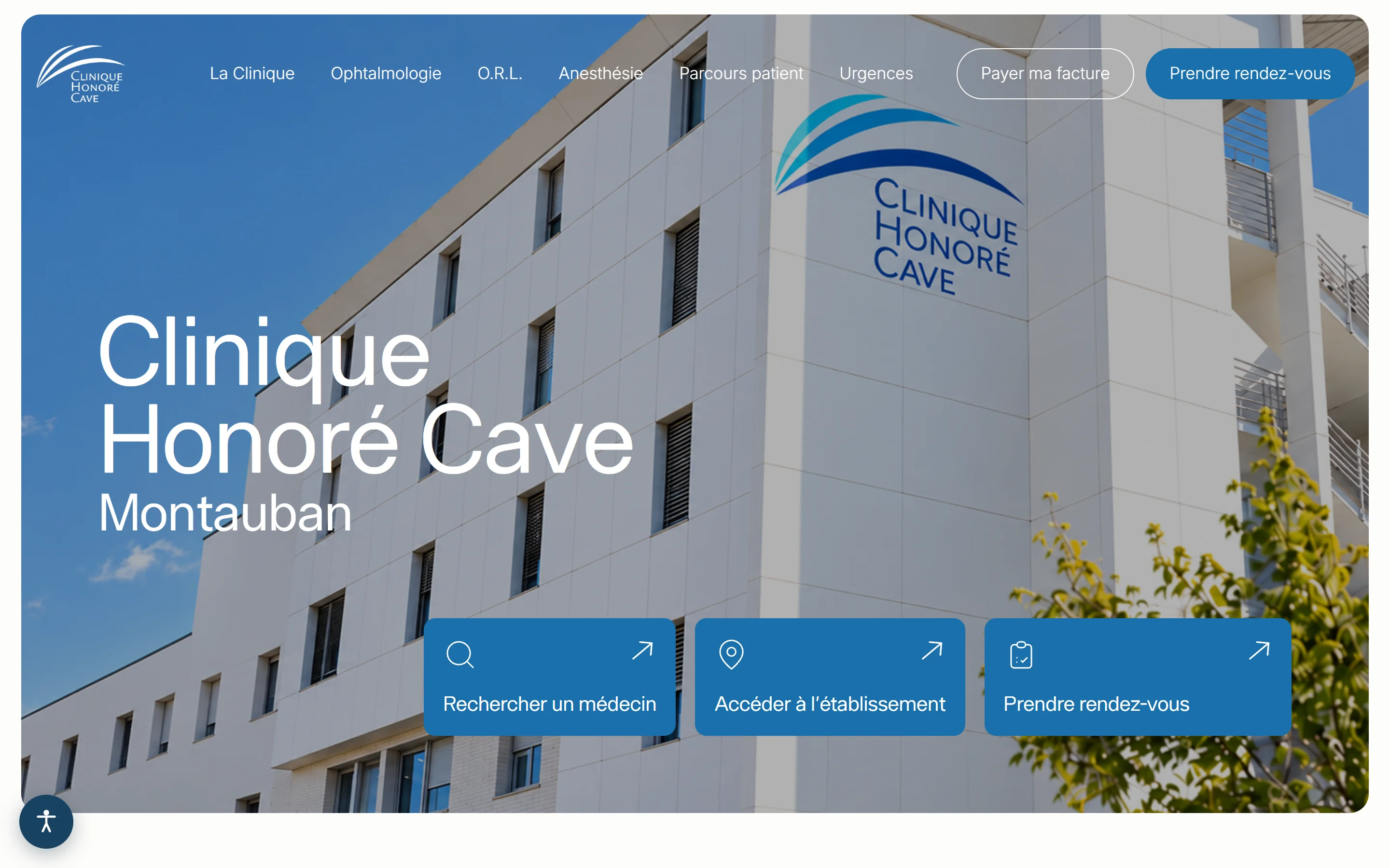 Accueil du nouveau site de la Clinique Honoré Cave