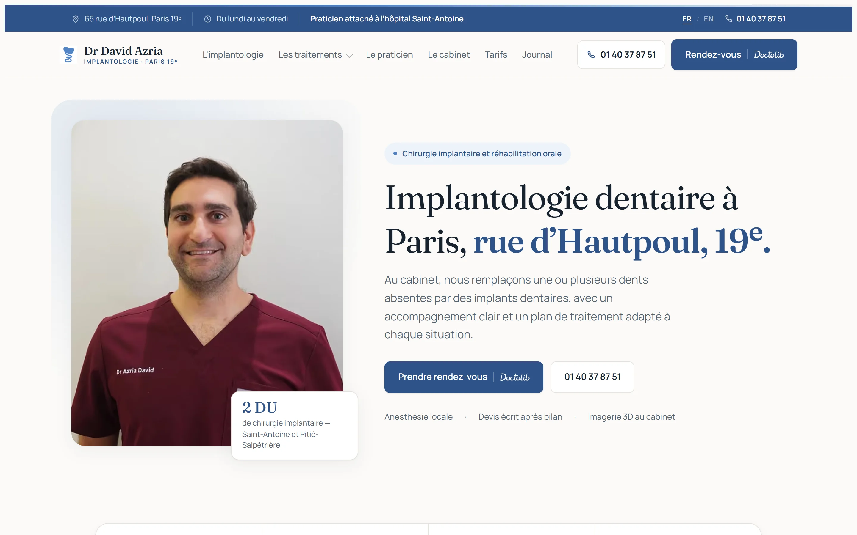 Accueil du site d'implantologie du Dr David Azria