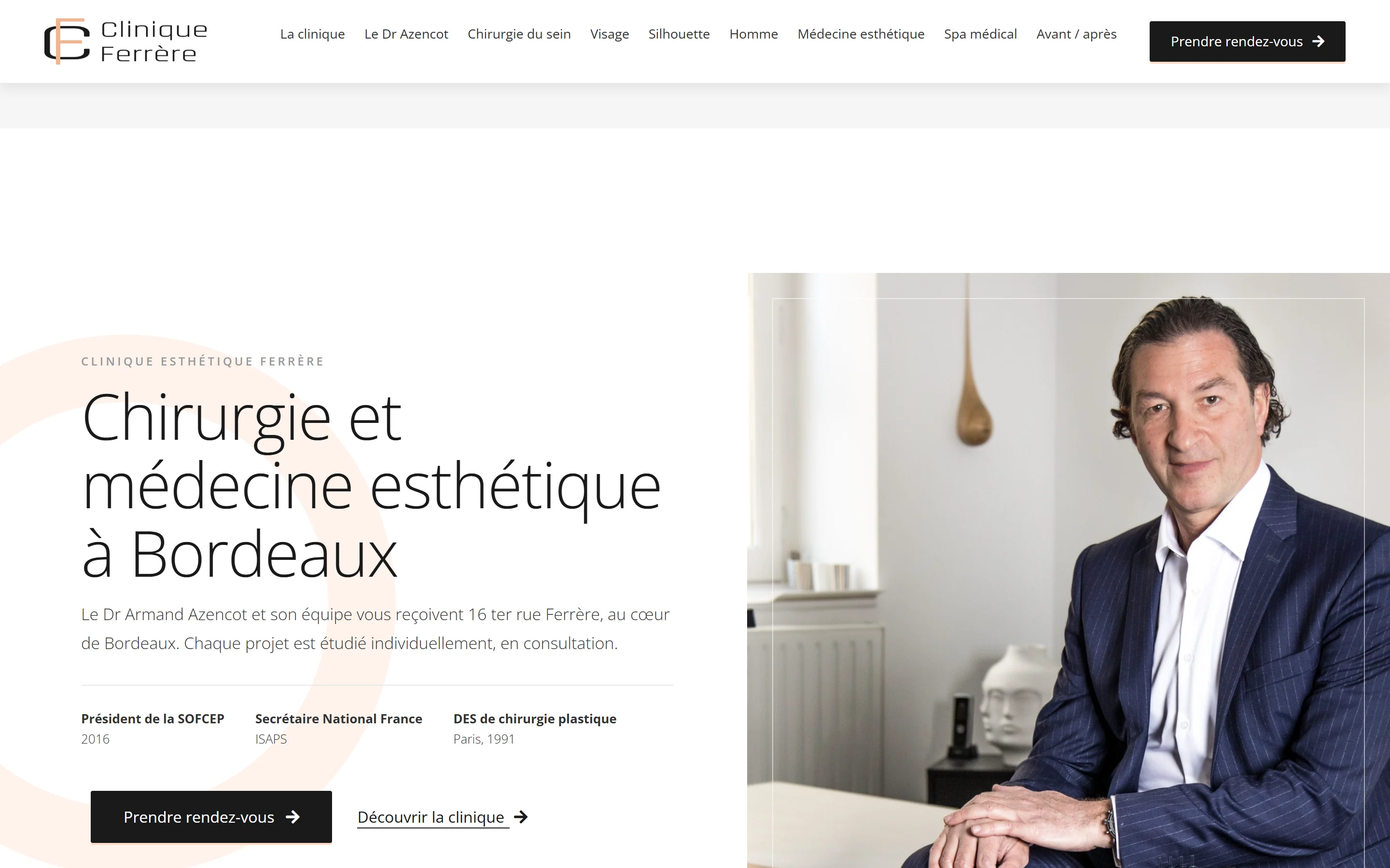 Accueil du site de la Clinique Esthétique Ferrère