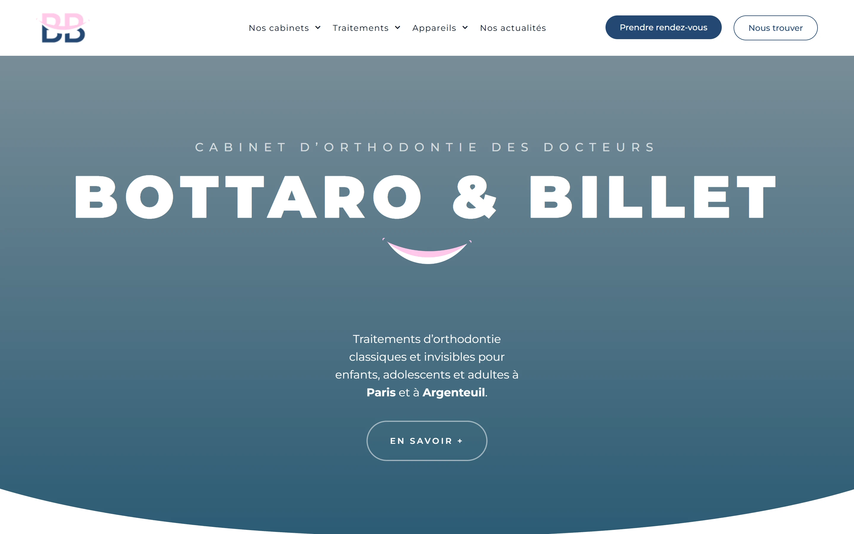 Accueil du site du cabinet d'orthodontie des Drs Bottaro et Billet