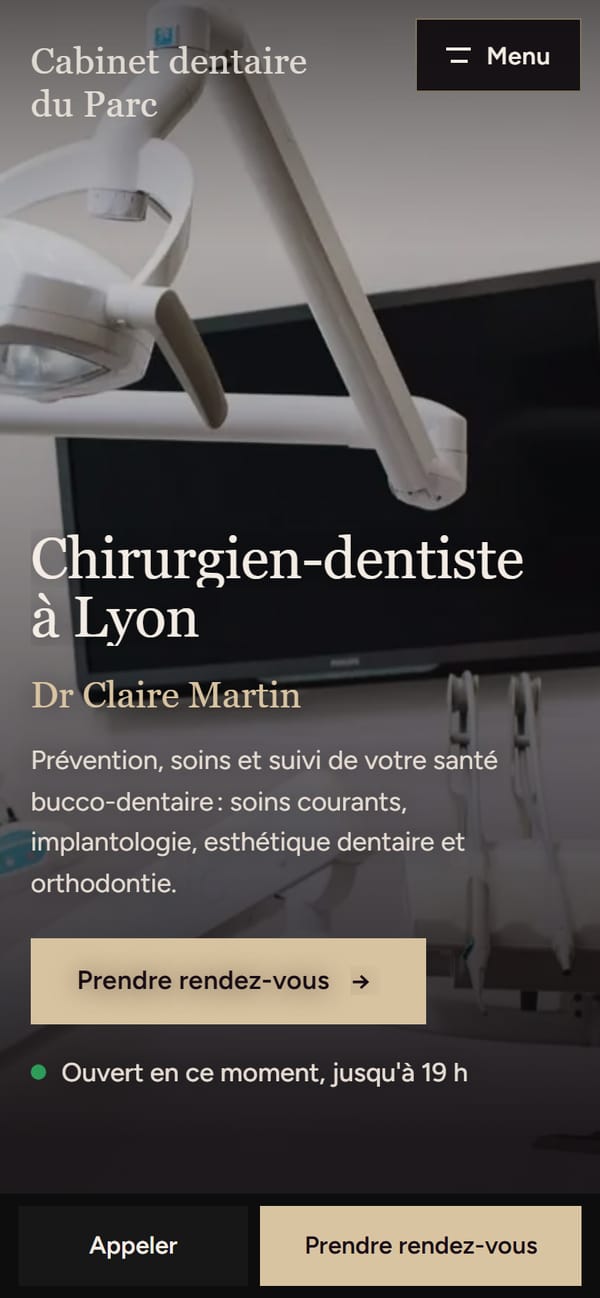 Premier écran d'un site de démonstration sur téléphone